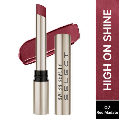 Buy Swiss Beauty Select High On Shine Creamy Lipstick | With Mirror-shine finish | Enriched with Vitamin E |7 Red Mandate 1 gm - Purplle