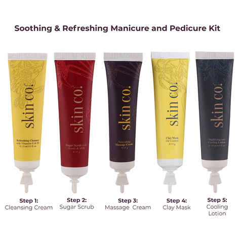 Buy skin co. Brightening & Tan removal kit with Vitamin E & B3 Ultra Hydrating softning Pedicure Manicure For Hand , Foot 50 gm Easy 5 Steps - Purplle