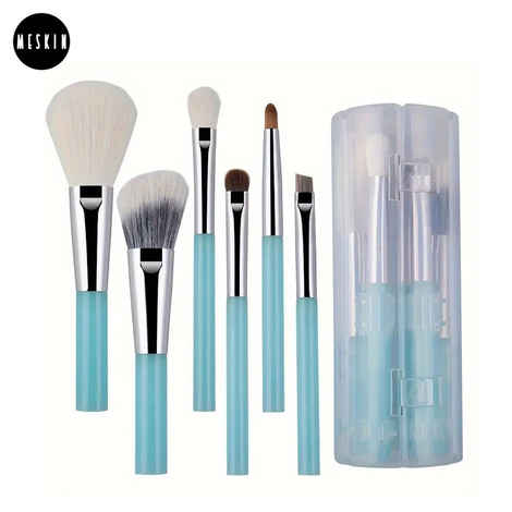 Buy MeSkin Makeup Brush Set of 6: Premium Design for Easy, Precise Application on Face, Eyes, and Brows | Cruelty-Free, Super Soft Bristles for Unparalleled Precision (Blue) - Purplle