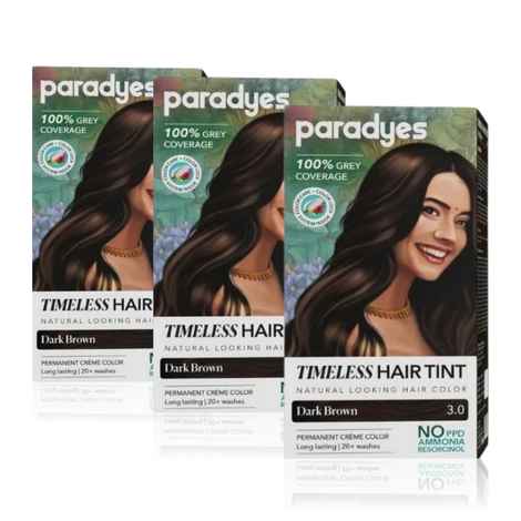 Buy Paradyes Dark Brown Timeless Permanent Creme Hair Colour for Complete Grey Coverage, 3.0 Dark Brown (Pack of 3) - Purplle