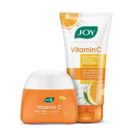 Buy Joy Revivify Vitamin C Face Wash 150 ml | Joy Revivify Vitamin C and Carrot Seed Brightening Face Cream 50 ml ( Combo Pack ) - Purplle