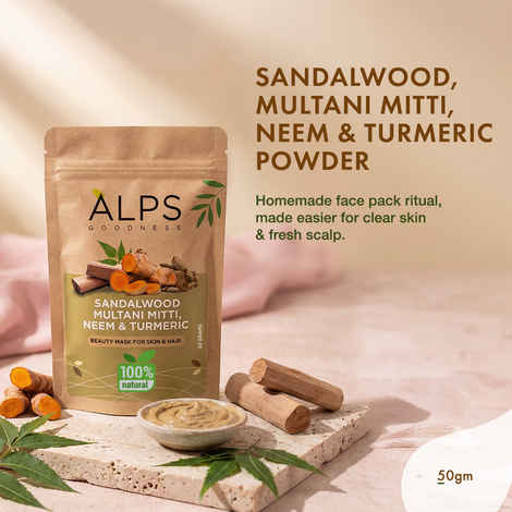 Buy Alps Goodness Sandalwood,Multani Mitti,Neem & Turmeric Powder (50 gm) - Purplle