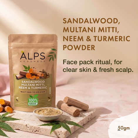 Buy Alps Goodness Sandalwood,Multani Mitti,Neem & Turmeric Powder (50 gm) - Purplle