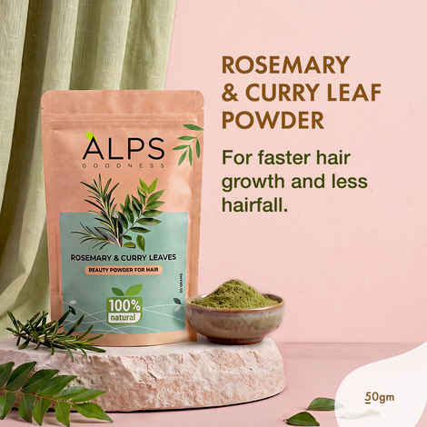 Buy Alps Goodness Rosemary & Curry Leaf Powder (50 gm) | Made with Premium Rosemary Leaves | Organic Rosemary Leaf | Kariveppila | 100% Natural | Boosts Hair Growth & Reduces Hair Fall | Prevents Greying | No Chemicals, No Preservatives | Hair Mask - Purplle