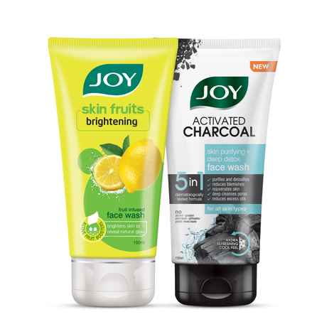 Buy Joy Day & Night Face Cleansing Combo With Lemon & Charcoal Face Wash (150mlx2) - Pack of 2 - Purplle