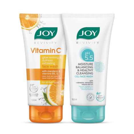 Buy Joy Brightening & Moisture Balancing Face Cleansing Combo For Day & Night Routine (150mlx2) - Pack of 2 - Purplle