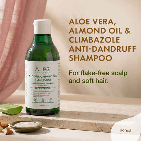 Alps Goodness Aloe Vera, Almond Oil & Climbazole Anti-Dandruff Shampoo for Dry Scalp (290 ml) I Shampoo for Dry Scalp & Hair | Anti-Dandruff Shampoo | Gentle & Mild Cleansing Shampoo | Sulphate Free, Silicone Free, Paraben Free
