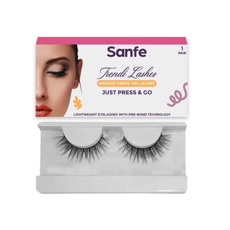 Buy Sanfe Instant Press On Lashes | False Eyelash, Eye Makeup | Long Lasting, Natural Look, No Glue Required | P12, 1 pair - Purplle