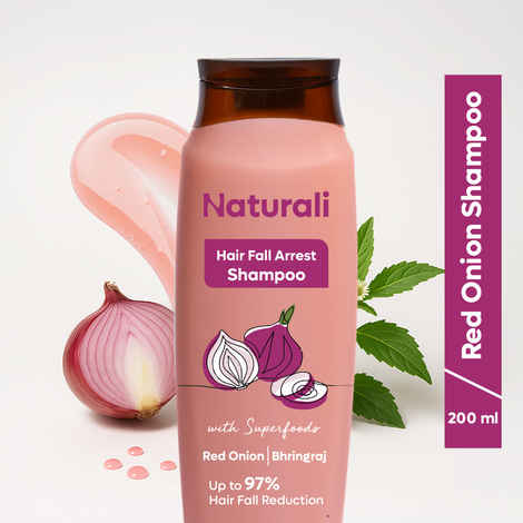 Buy Naturali Hairfall Arrest Shampoo with Red Onion & Bhringraj | Controls Hairfall | Paraben and Sulphate Free Shampoo | Hairfall Shampoo for Men & Women,180 ml - Purplle