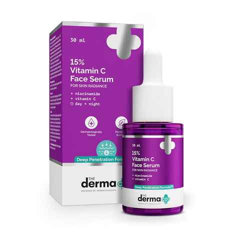 Buy The Derma co. 15% Vitamin C Face Serum with 5% Niacinamide | Powered by Deep Penetration Formula| Fades Dark Spots | Reduces Pigmentation | Boosts Collagen | Brightens Skin | Suitable for All Skin Types | 30 ml - Purplle
