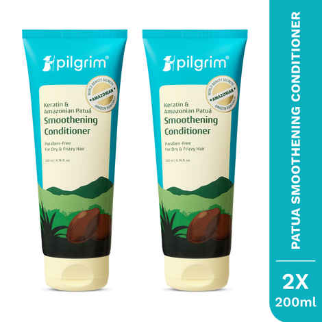 Buy Pilgrim Patua & Keratin Hair Smoothing Conditioner for Dry & Frizzy Hair | Sulfate-Free | Pack of 2 (200 ml x 2) - Purplle