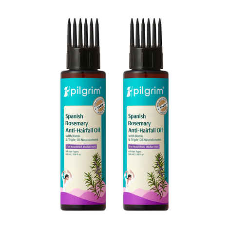 Buy Pilgrim Hair Growth Oil with Spanish Rosemary & Biotin – Pack of 2| Boosts Hair Growth | Reduces Hair Fall | DHT Blocker | Non-Sticky & Lightweight | 200 ml - Purplle