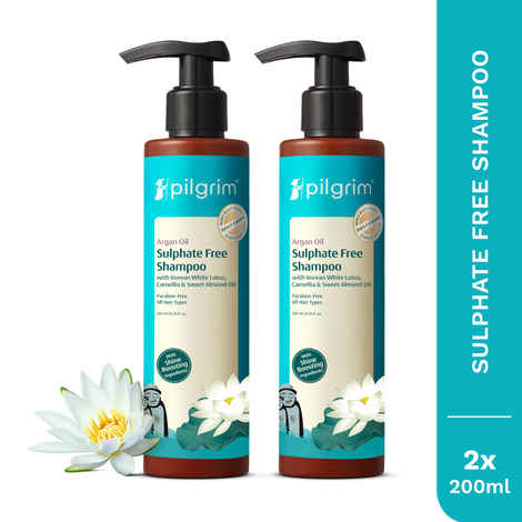 Buy Pilgrim Sulfate-Free Shampoo – Pack of 2| Paraben-Free | Smoothens & Nourishes Hair | Frizz Control | 400 ml |For All Hair Types - Purplle