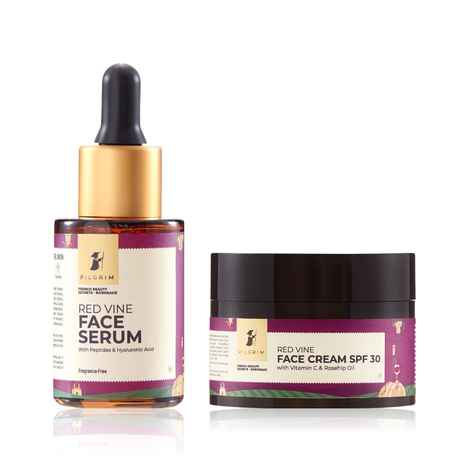 Pilgrim Face Care Kit – Brightening Face Serum (30 ml) & Hydrating Face Cream (50 gm) | Evens Skin Tone, Reduces Pigmentation & Boosts Glow | Daily Skincare Kit, Combo of 2| For Men & Women