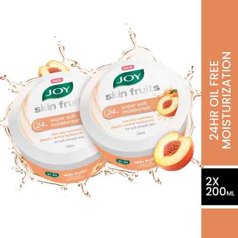 Buy Joy Skin Fruits 24hr Super Soft Moisturiser with Peach & Active Hyaluronic (200 ml x 2) - Purplle