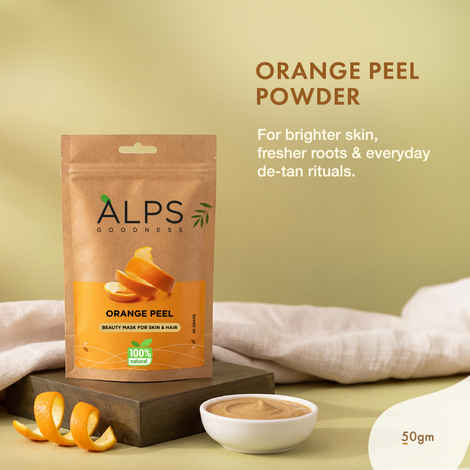 Buy Alps Goodness Powder - Orange Peel (50 gm) | 100% Natural Powder | No Chemicals, No Preservatives, No Pesticides | Can be used for Hair Mask and Face Mask | Nourishes hair follicles | Glow Face Pack | Orange Peel Face Pack - Purplle