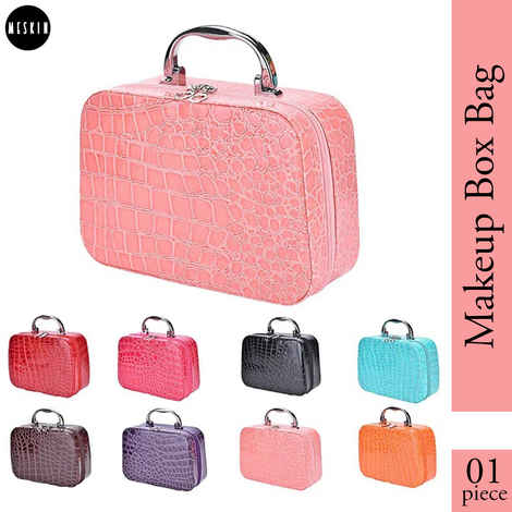 Buy MeSkin Latest Stylish Makeup Bag for Women And Girls, Cosmetic Storage Bag,Jewellery Organizer Hard Case with Compact Magnifying Mirror.(Assorted Colors) - 1 Pc - Purplle