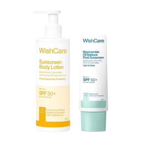 Buy Wishcare Sun Protection Duo (SPF50 Lip Balm 5gm + Sunscreen 50gm) - Purplle