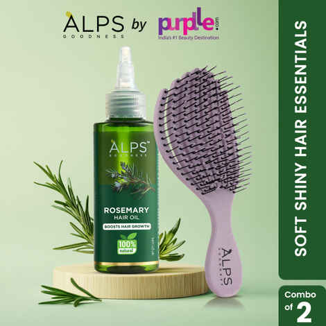 Buy Alps Goodness Soft Shiny Hair Essentials with Rosemary Hair Oil (110 ml) & Wheatstraw Detangler Comb | Frizz-Free Hair | No Tangle | Nourished Haircare | Lightweight Oil Combo of 2 - Purplle