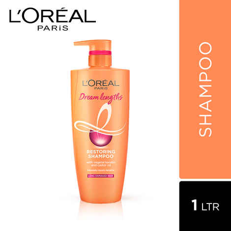 L'Oreal Paris Shampoo, Nourish, Repair & Shine, For Long and Lifeless Hair, Dream Lengths, 1000 ml