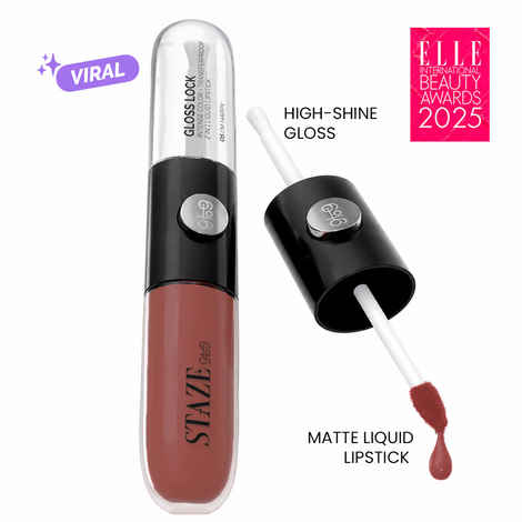 Buy Staze 9to9 Gloss Lock 2-in-1 Liquid Lipstick | Color-locking Gloss | Ultra-pigmented Lipstick | 05 I'm Happy | 7 gm - Purplle