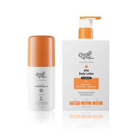 Buy Chemist at Play Combo| UnderArm Roll On (40ml) | AHA Body Lotion with Ceramides (236 ml) - Purplle