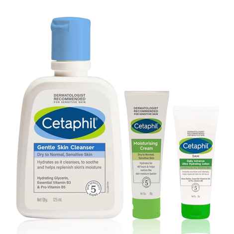 Buy Cetaphil Cleanse & Moisturise Kit (Moisturising Cream 80g + Hydrating Lotion 30g + Cleanser 125 ml) - Purplle