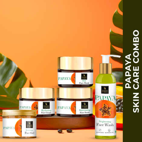 Buy Good Vibes Papaya Skin Care Combo (Set of 5) - Face Wash 120 ml, Scrub 50g, Mask 50g, Gel 50g & Face Cream - Purplle
