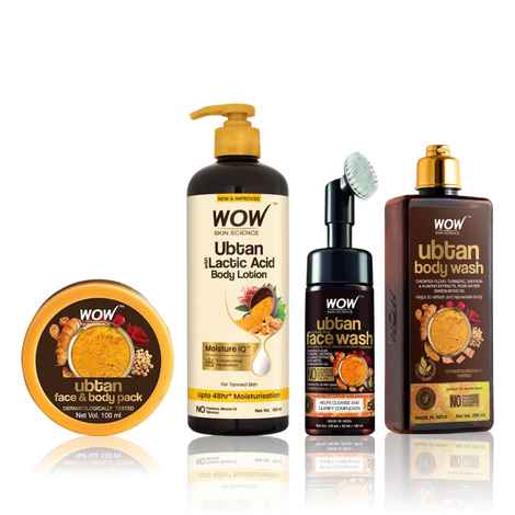 Buy WOW Skin Science Refresh and Renew Ubtan Kit (Ubtan Body wash (250 ml) + Ubtan Foaming Facewash(150 ml) + Ubtan Body Lotion (400 ml) + Ubtan Face and Body Scrub (200 ml)) - Purplle