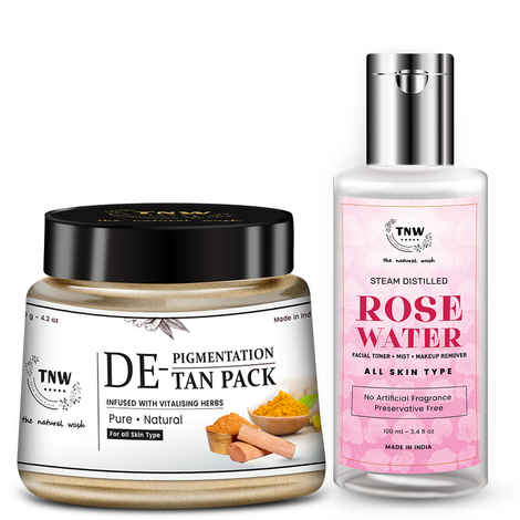Buy TNW - The Natural Wash SKINFIX -Tan Pack and Steam istilled Rose Water Combo for Tan-free Glowing Skin (All Natural, Alcohol-free) - Combo of 2 - Purplle