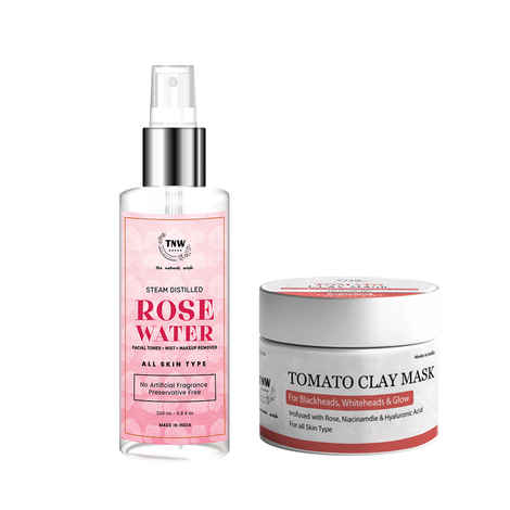 Buy Combo of 2- Tomato Clay Mask 50gm + Rose Water Spray Bottle 200ml - Purplle
