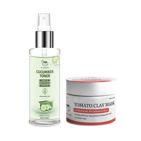 Buy Combo of 2- Tomato Clay Mask 50gm + Cucumber Toner 100ml - Purplle