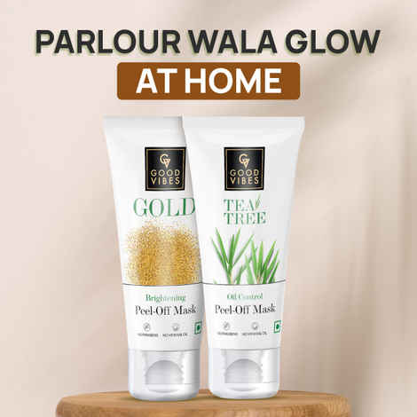 Buy Good Vibes Parlour Wala Glow At Home Gold Brightening Peel Off Mask & Tea Tree Oil Control Peel Off Mask (50 gm) - Purplle