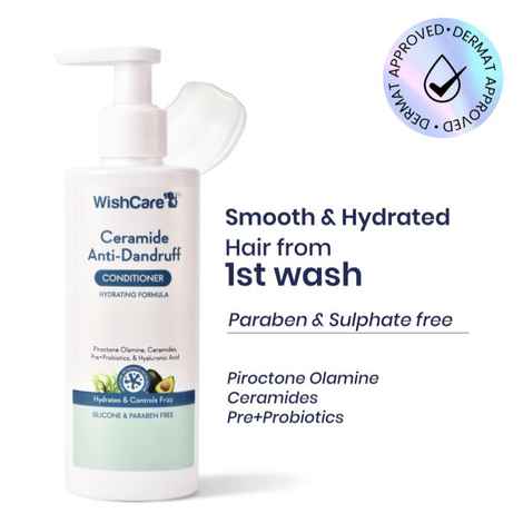 WishCare Ceramide Anti Dandruff Conditioner|Helps Reduce visible Flakes & Dandruff|Reduces Scalp Itchiness|Cleanses Scalp|Sulphate, Silicone & Paraben Free|For Women & Men|200 ml