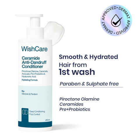 Buy WishCare Ceramide Anti Dandruff Conditioner|Helps Reduce visible Flakes & Dandruff|Reduces Scalp Itchiness|Cleanses Scalp|Sulphate, Silicone & Paraben Free|For Women & Men|200 ml - Purplle
