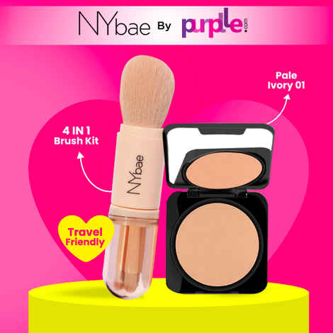 NY Bae Compact & Brush Set Combo | Runway Radiance Compact Powder - Pale Ivory 01 (9 gm) | On The Move Brush Kit - Set of 4