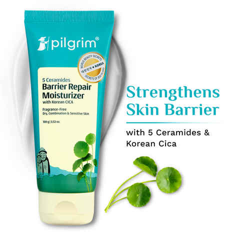 Buy Pilgrim 5 Ceramides Barrier Repair Moisturizer with Korean CICA Lightweight & Non-Sticky | For Dry, Combination & Sensitive Skin | 100 gm - Purplle