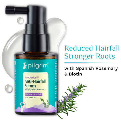 Buy Pilgrim RootActive Anti-Hairfall Serum With Spanish Rosemary Strengthens Hair Roots & Increases Hair Density, 30 ml - Purplle