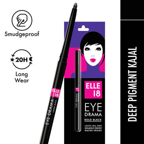 Buy Elle18 Eye Drama Kajal, Matte Finish, Bold Black, Smudge proof & Water proof Kajal | 0.35 gm - Purplle