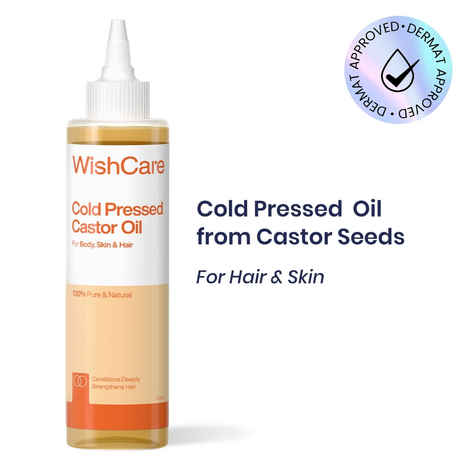 WishCare 100% Pure Cold Pressed Castor Oil For Healthy Hair & Skin|Strengthens Hair Roots|Mosturizes & Nourishes Skin|For Men & Women|200 ml