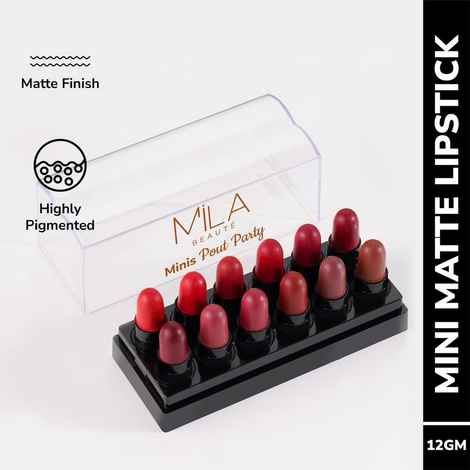 Buy MILA BEAUTE Minis Pout Party Matte Lipstick Fits All Pocket - Set A (1.2 gm*12pcs) - Purplle