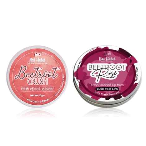 Buy Nat Habit Beetroot Rose Fresh Lip Scrub & Lip Balm Combo for Dry & Chapped Lips, Natural Pink Lips - Combo of 2 - Purplle
