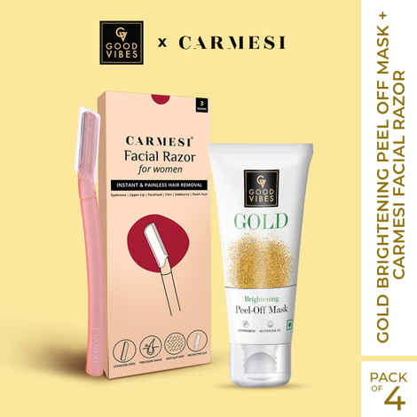 Buy Good Vibes Gold Brightening Peel Off Mask + Carmesi Facial Razor for Women - For Instant & Painless Hair Removal Combo - Purplle