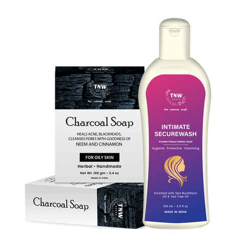 Buy TNW-The Natural Wash Combo of Handmade Charcoal Soap & Intimate Wash | Paraben Free Soap For Blackheads And Acne 100G | Female Vaginal Intiamte Wash For Itchiness ,Dryness & Bad Odour -100 ml - Purplle