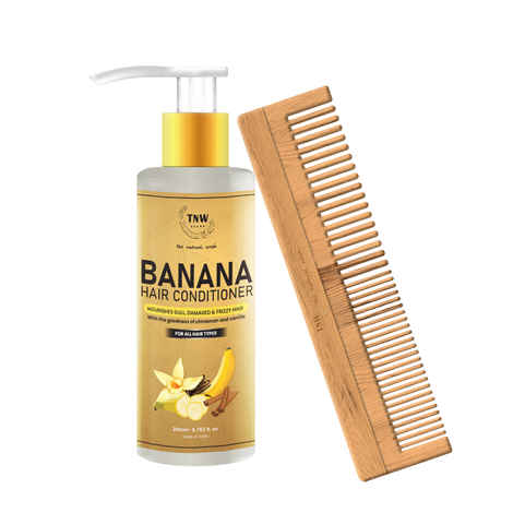 Buy TNW – The Natural Wash Banana Conditioner and Neem Wood Comb with Natural Ingredients | For Frizz-Free and Manageable Hair | Combo for Hair Care Combo of 2 - Purplle