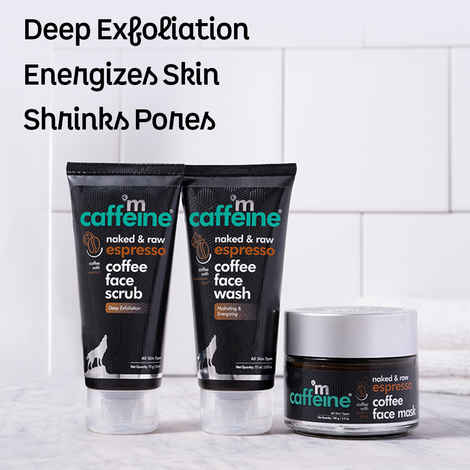 Buy mCaffeine Espresso Deep Exfoliation Kit with Hyaluronic Acid, Natural AHA, Walnut | Face Wash, Face Scrub, Face Mask | All Skin Types | Cruelty Free & Vegan 250 gm - Purplle