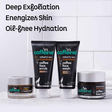 Buy mCaffeine Espresso Coffee Skin Care Routine for Deep Exfoliation & Oil Free Hydration | Face Wash, Face Scrub, Face Mask, Moisturizer | All Skin Types | Cruelty Free & Vegan 300 gm - Purplle
