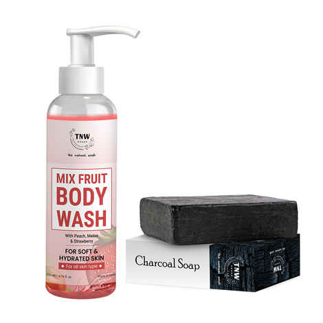 Buy Combo of 2- Mix Fruit Body Wash 200ml + Charcoal Soap 100gm - Purplle