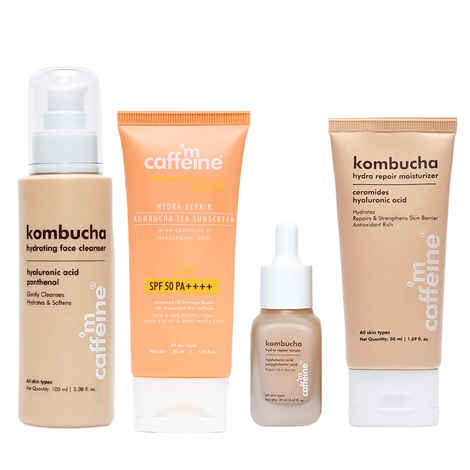 Buy mCaffeine Kombucha skin csms routine ( Cleanser + serum + moisturizer + sunscreen) Combo of 4 - Purplle