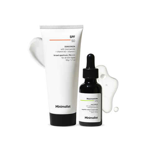 Buy Minimalist 10% Niacinamide face Serum 30ml + Minimalist SPF 50 Sunscreen with niacinamide 50g - Purplle